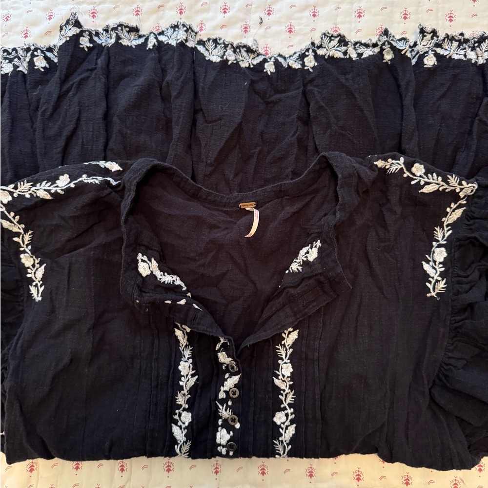 FREE PEOPLE Santiago Embroidered Mini Endless Summer Dress Size M - Picture 9 of 10